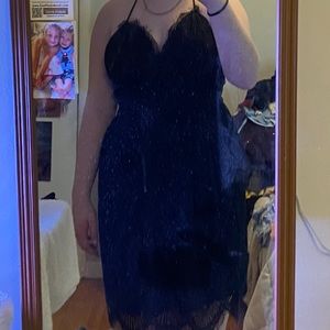 black dress, strings lace up in the back, size large